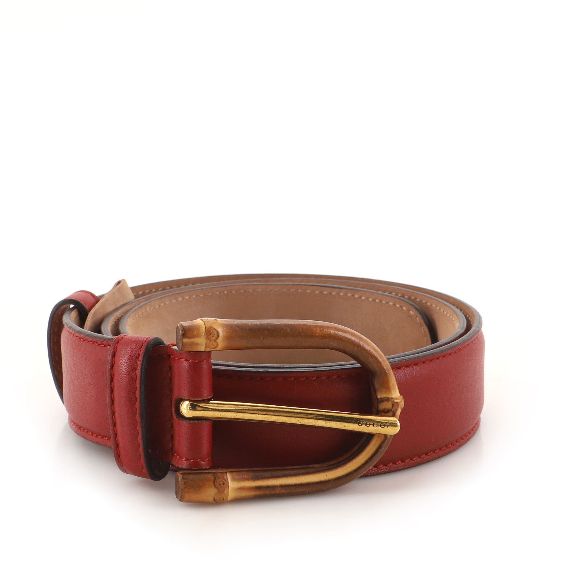 Bamboo Buckle Belt Leather Medium 75