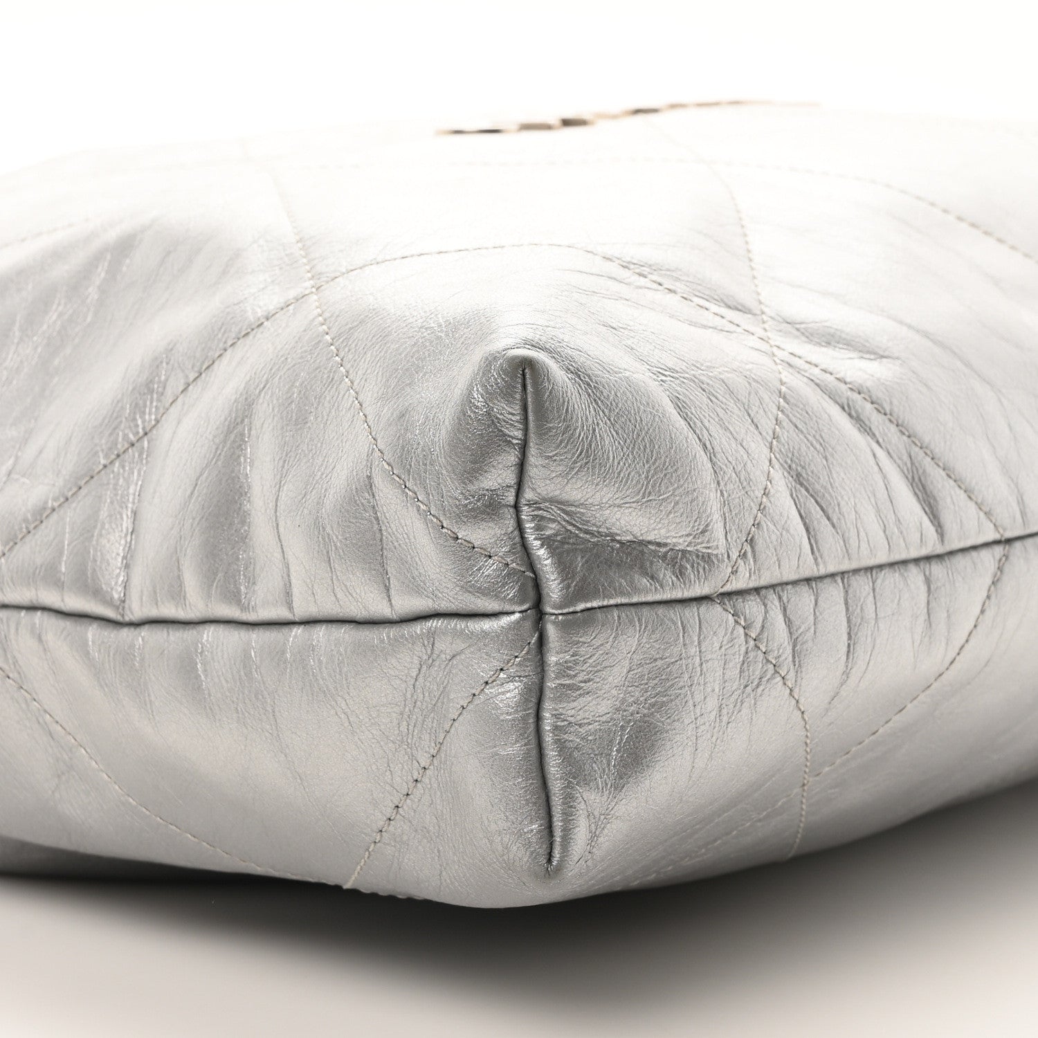 Metallic Calfskin Quilted Chanel 22 Silver
