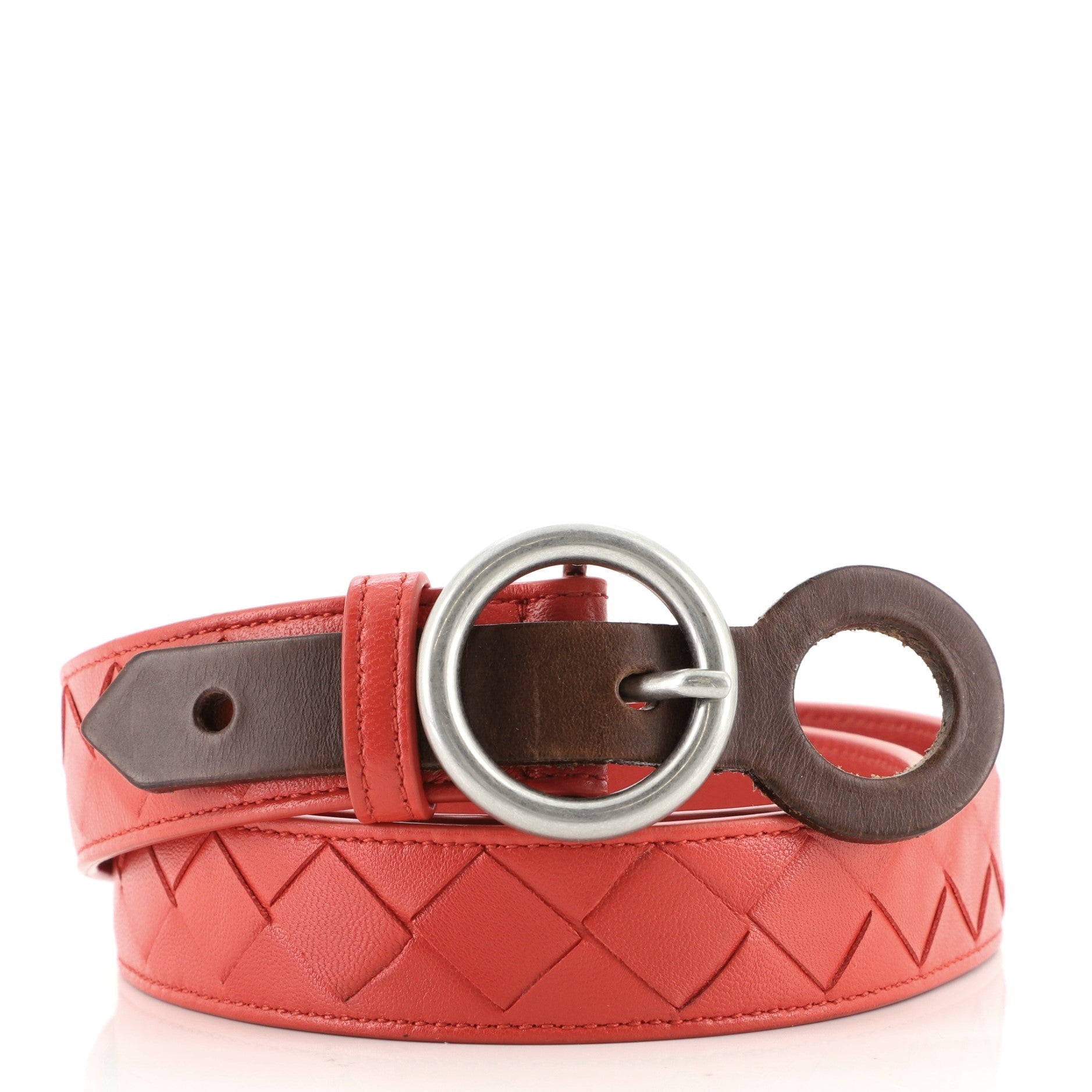 Circular Buckle Belt Intercciato Leather Medium 85