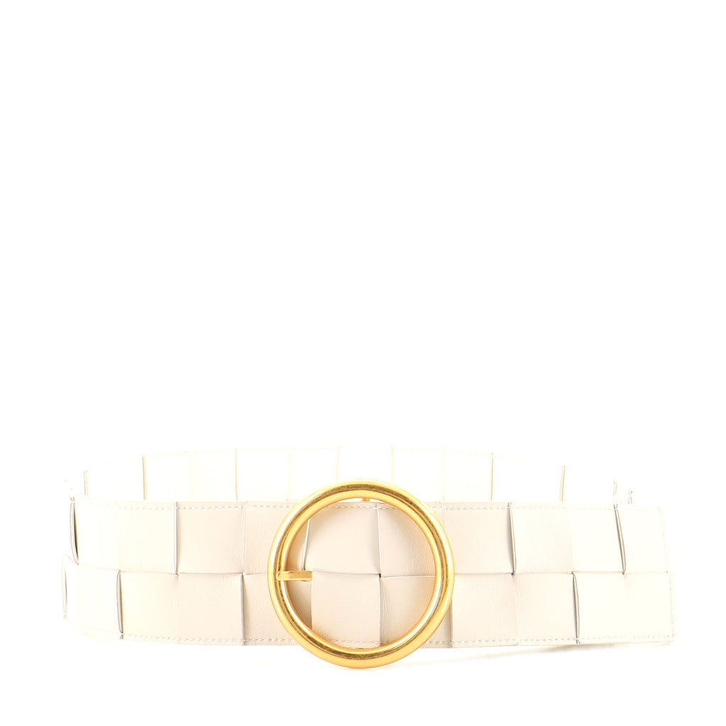 Circular Buckle Belt Maxi Intrecciato Leather Wide 80