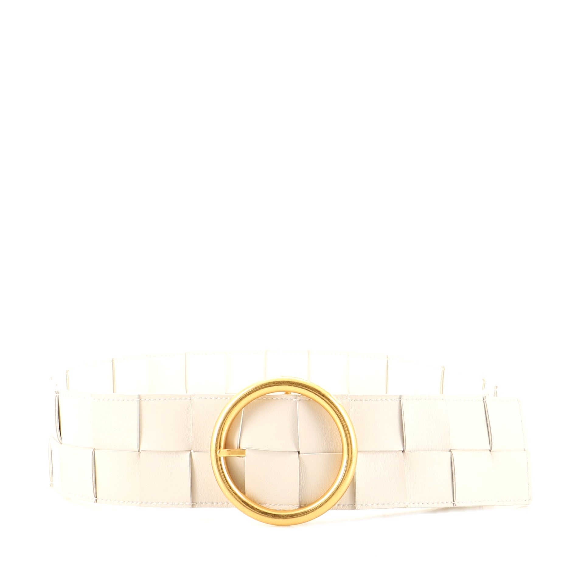 Circular Buckle Belt Maxi Intrecciato Leather Wide 80