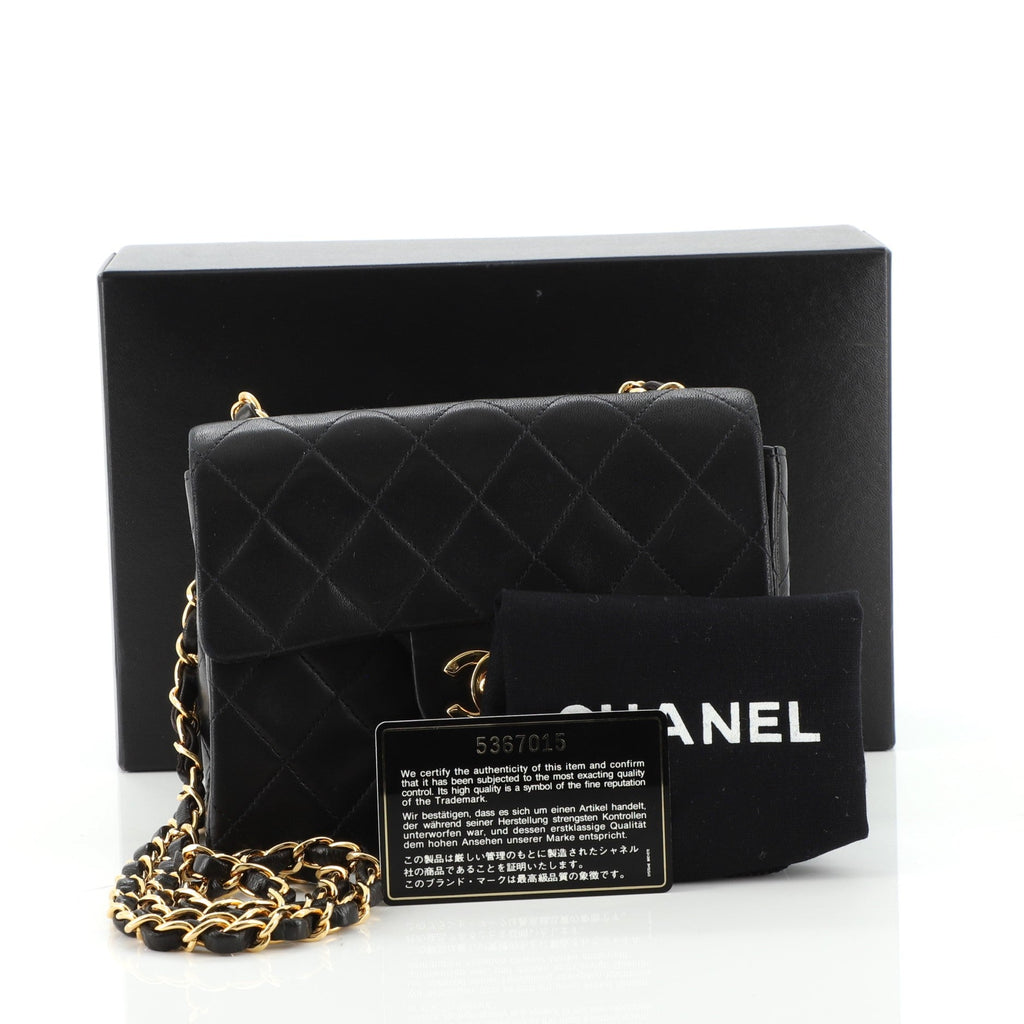 Vintage Square Classic Single Flap Bag Quilted Lambskin Mini