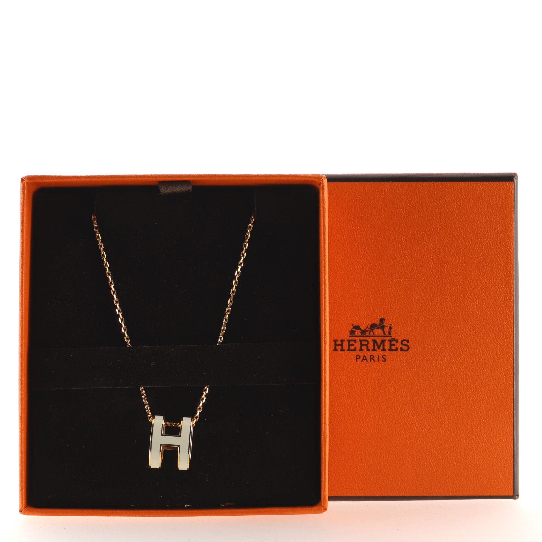 Pop H Pendant Chain Necklace Metal and Enamel
