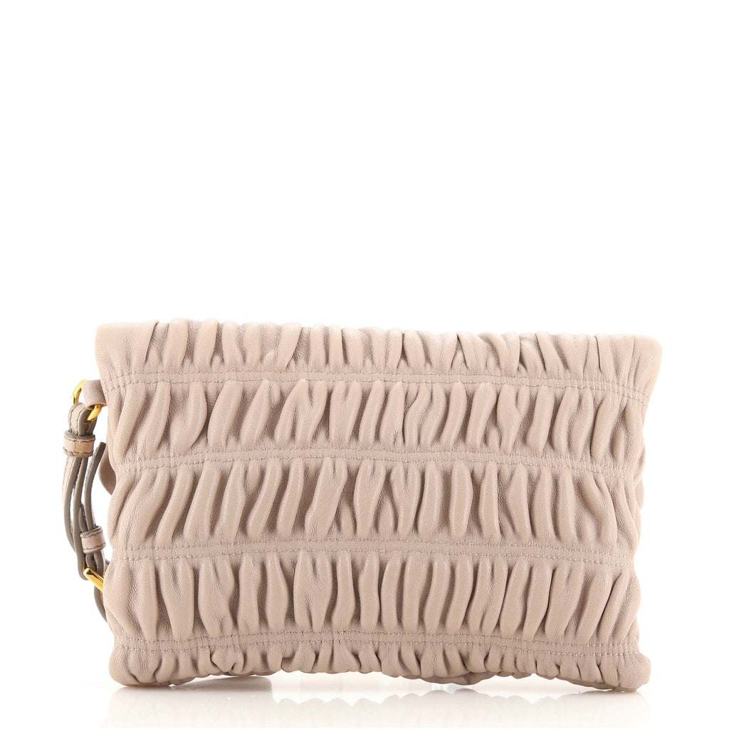 Turn Lock Wristlet Clutch Gaufre Nappa Small