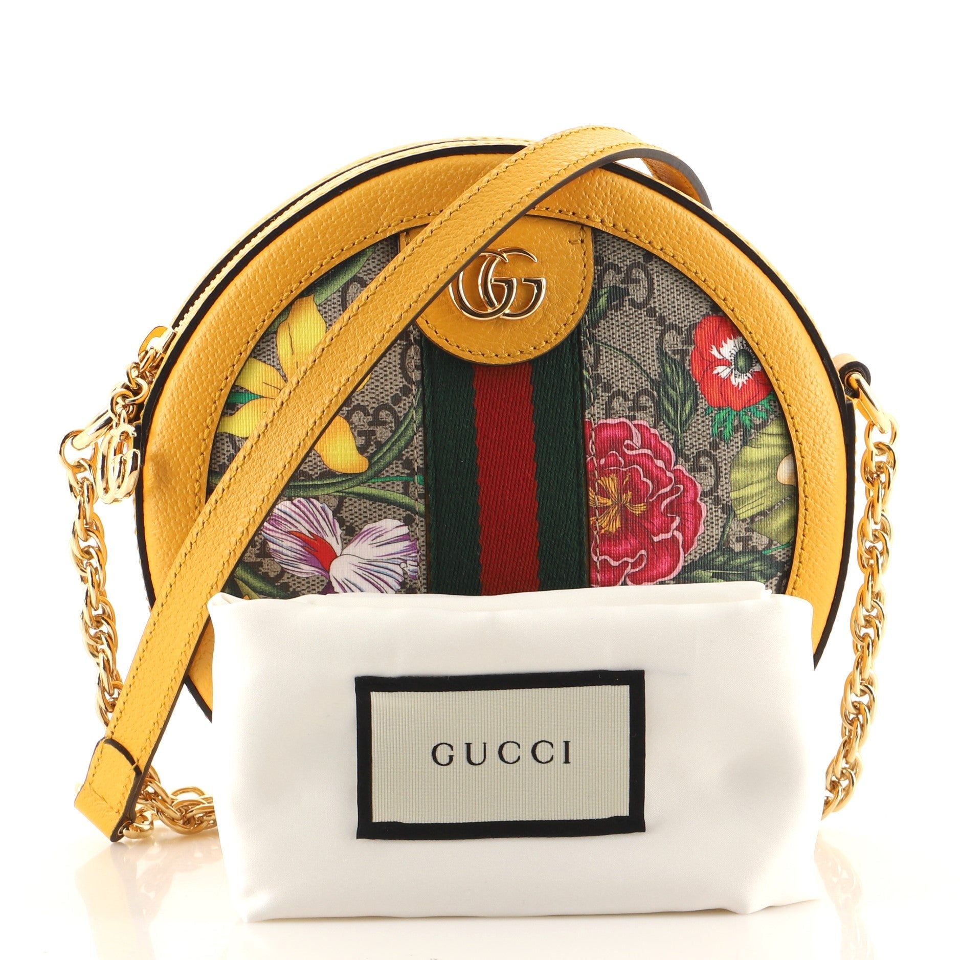Ophidia Round Shoulder Bag Flora GG Coated Canvas Mini