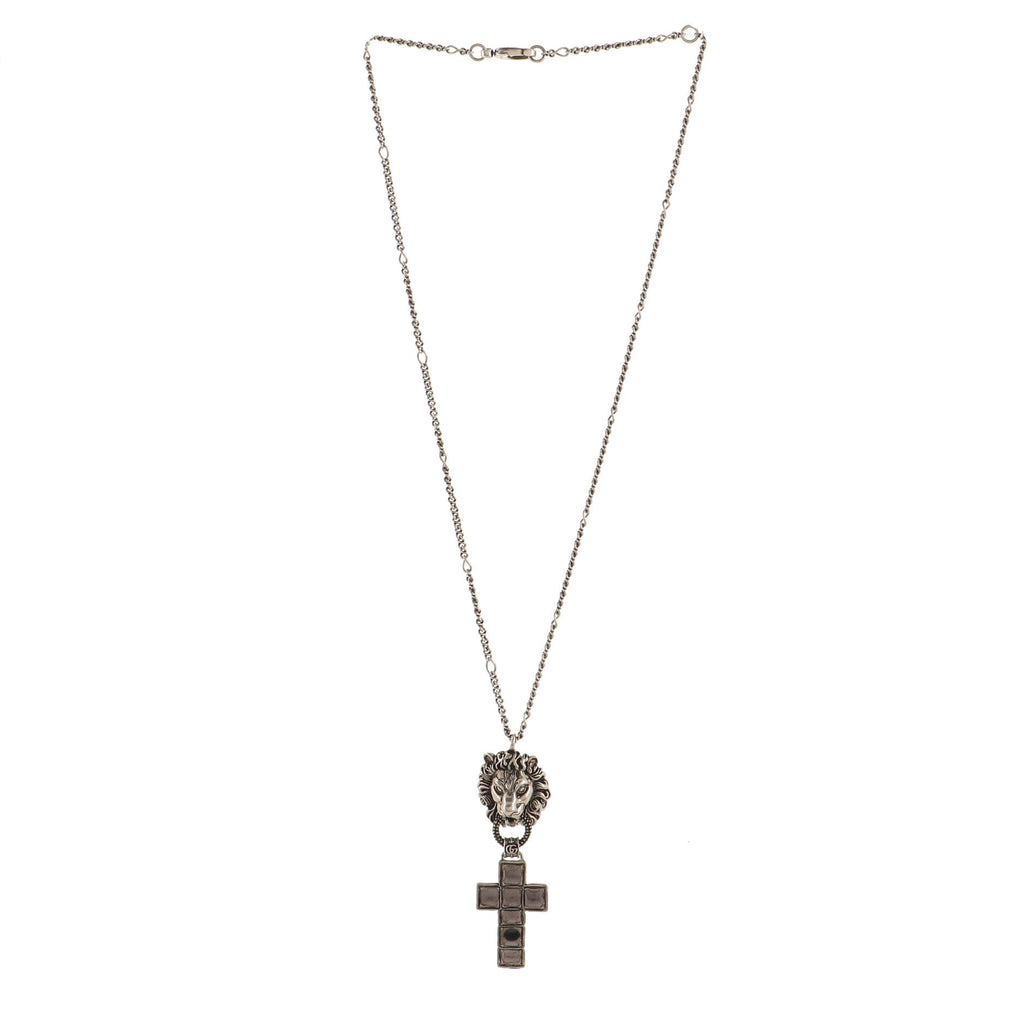 Lion Cross Pendant Necklace Metal with Enamel