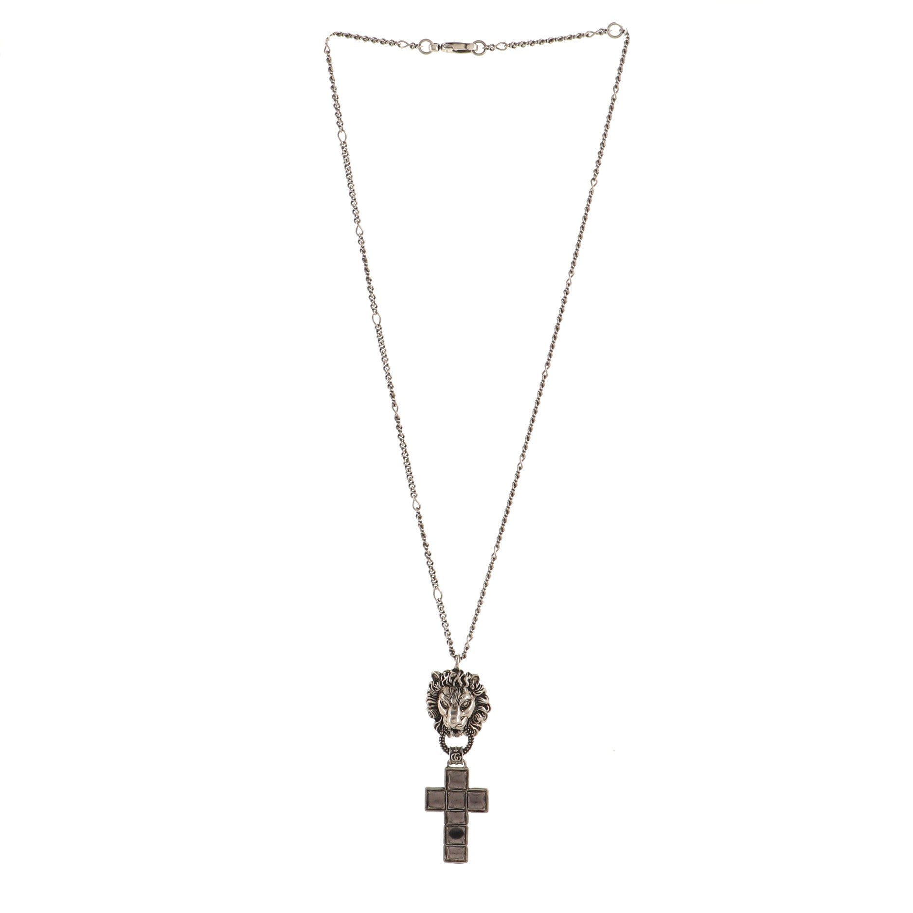 Lion Cross Pendant Necklace Metal with Enamel