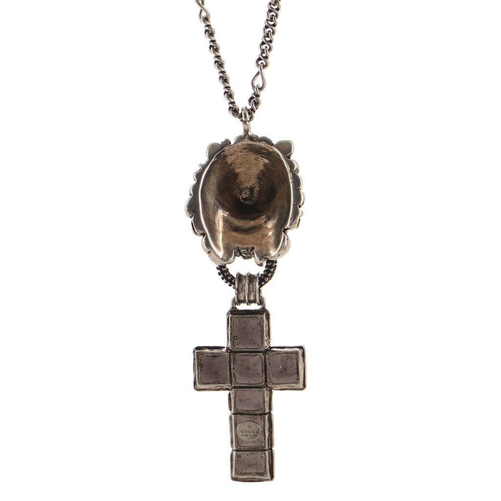 Lion Cross Pendant Necklace Metal with Enamel