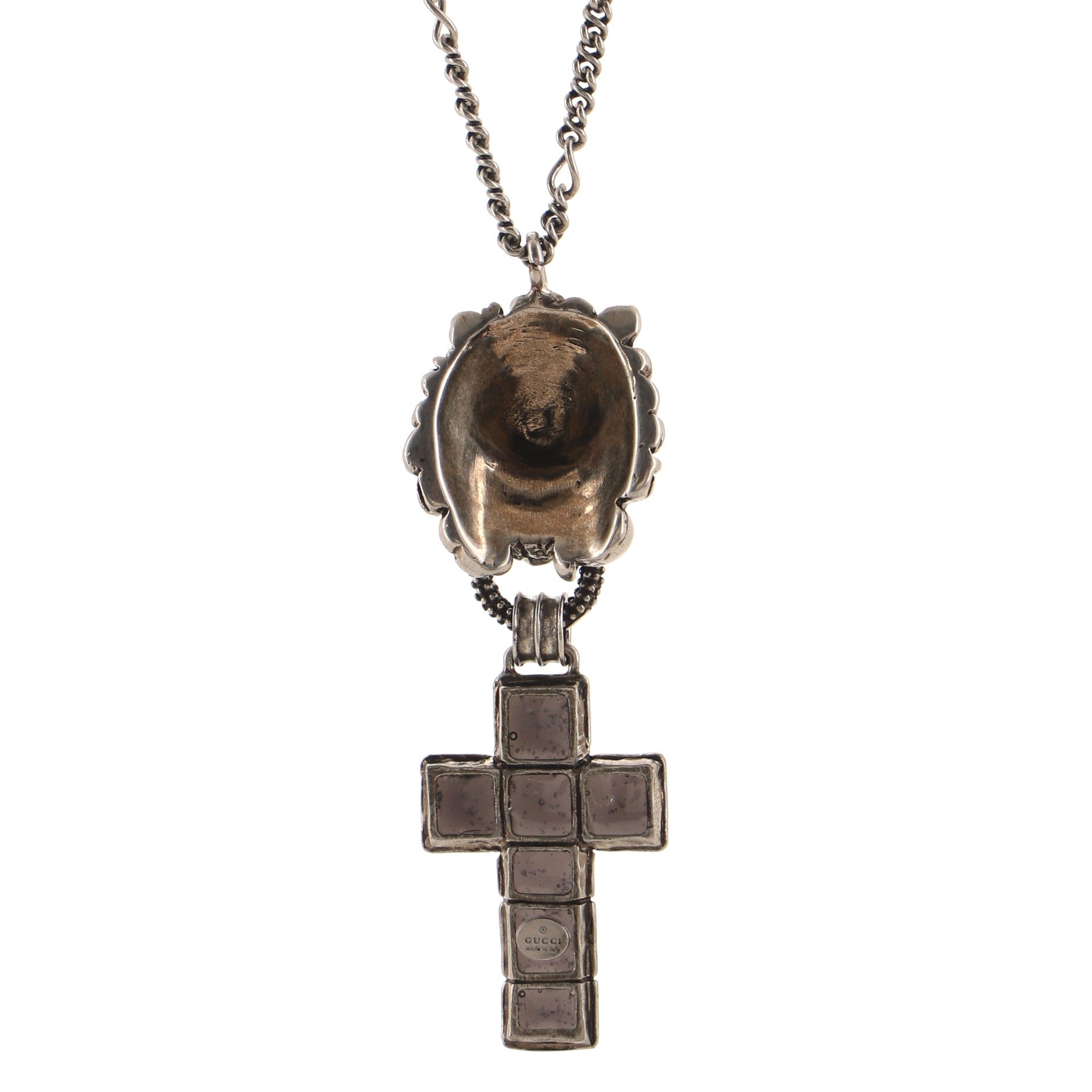 Lion Cross Pendant Necklace Metal with Enamel