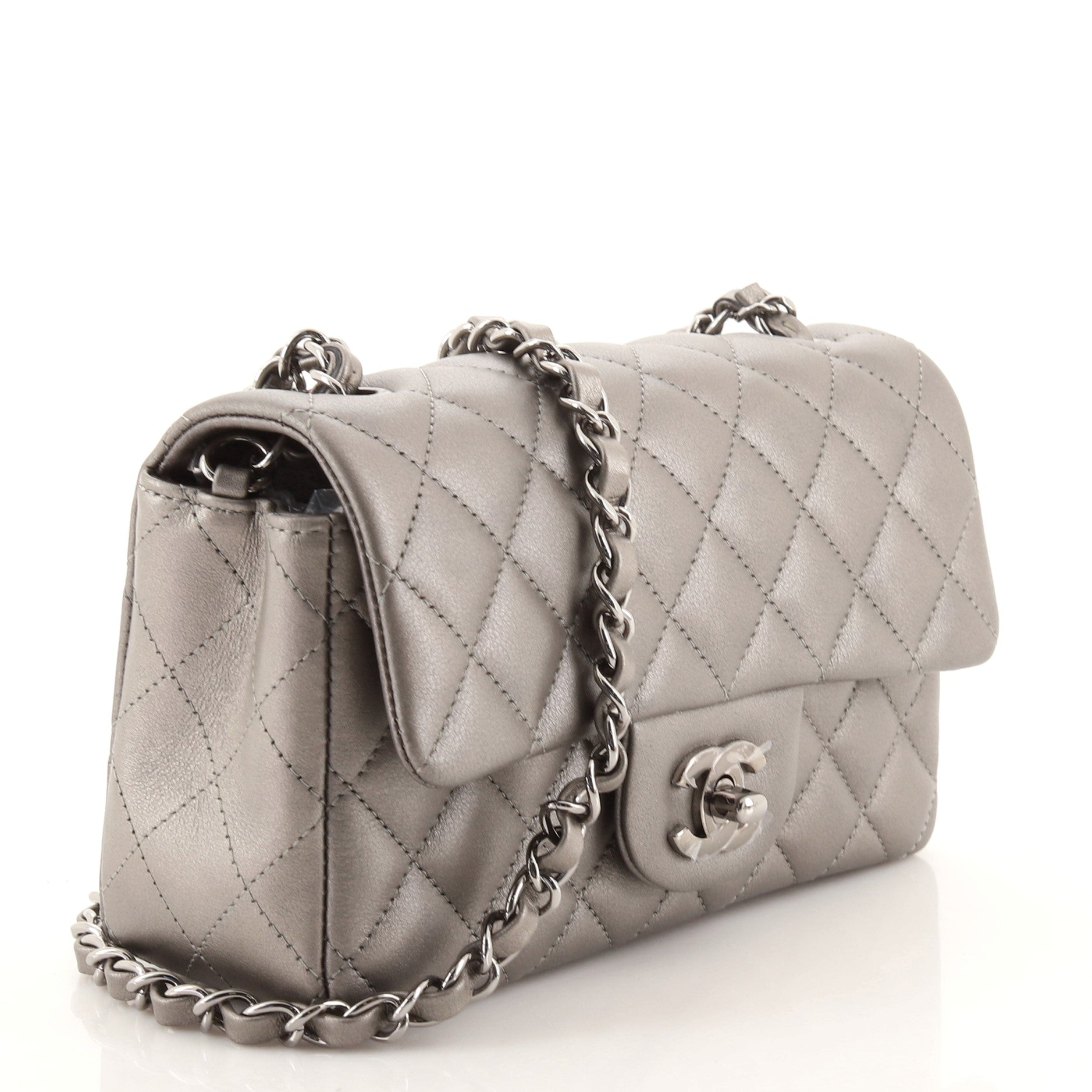 Classic Single Flap Bag Quilted Metallic Calfskin Mini