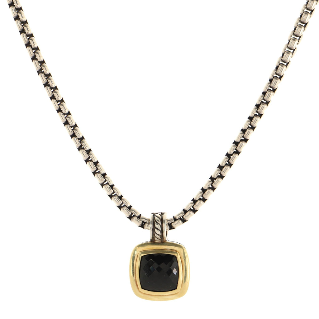 Albion Enhancer Pendant Necklace Sterling Silver and 18K Yellow Gold with Onyx 11mm