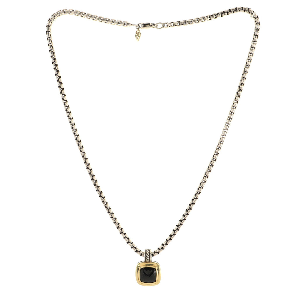 Albion Enhancer Pendant Necklace Sterling Silver and 18K Yellow Gold with Onyx 11mm