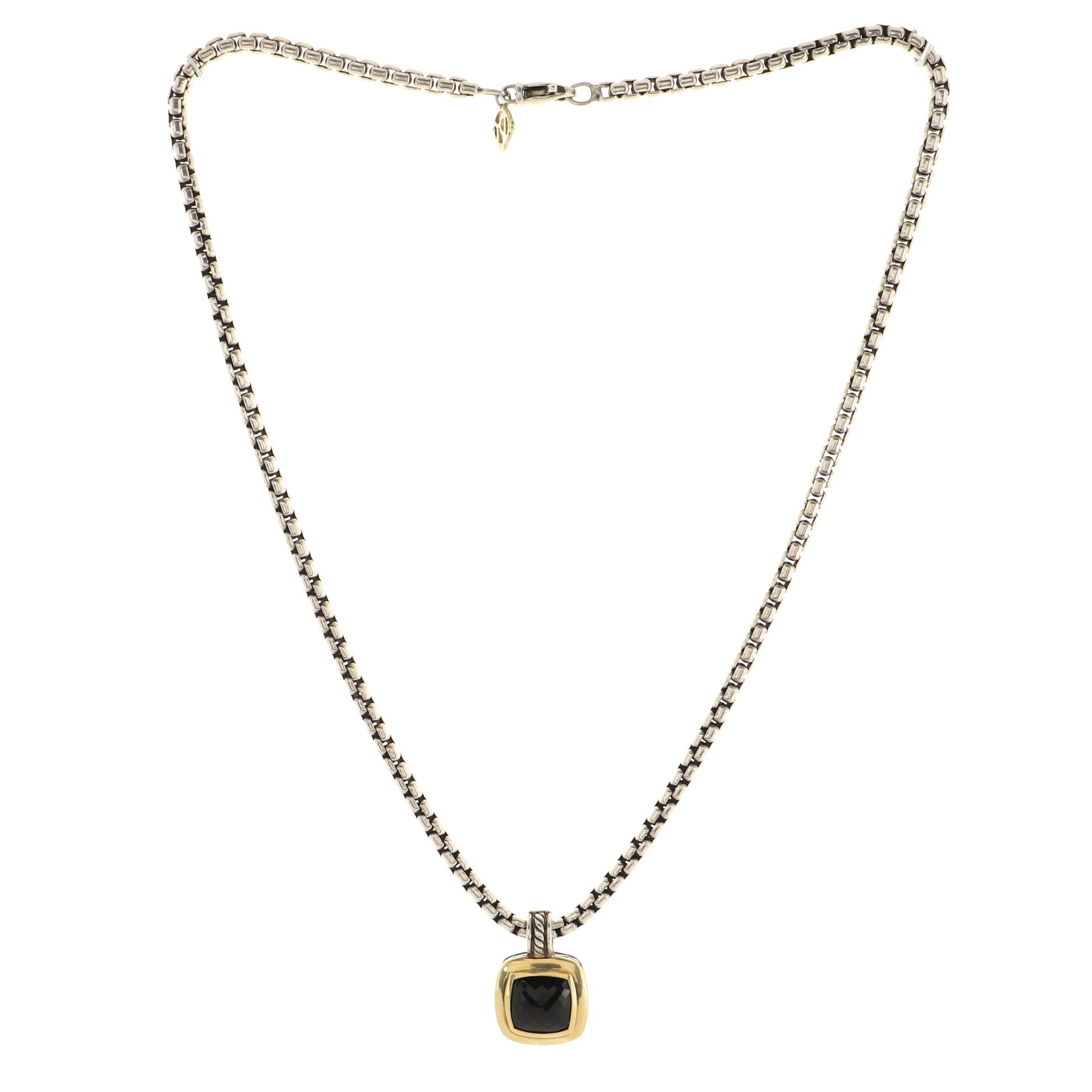 Albion Enhancer Pendant Necklace Sterling Silver and 18K Yellow Gold with Onyx 11mm