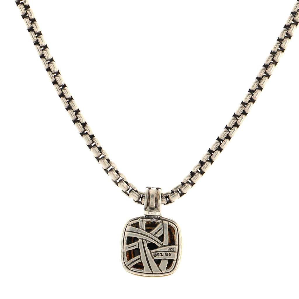 Albion Enhancer Pendant Necklace Sterling Silver and 18K Yellow Gold with Onyx 11mm
