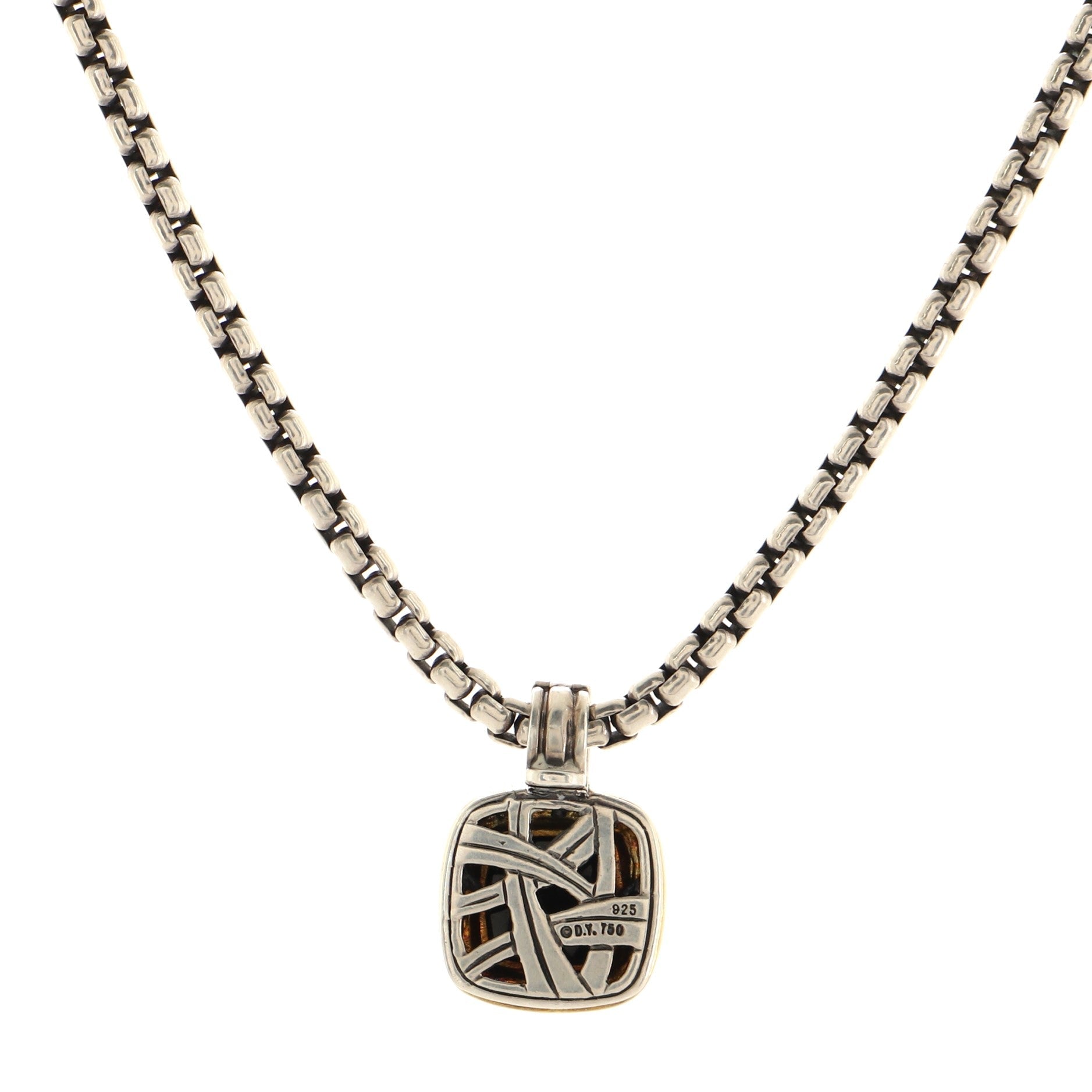 Albion Enhancer Pendant Necklace Sterling Silver and 18K Yellow Gold with Onyx 11mm