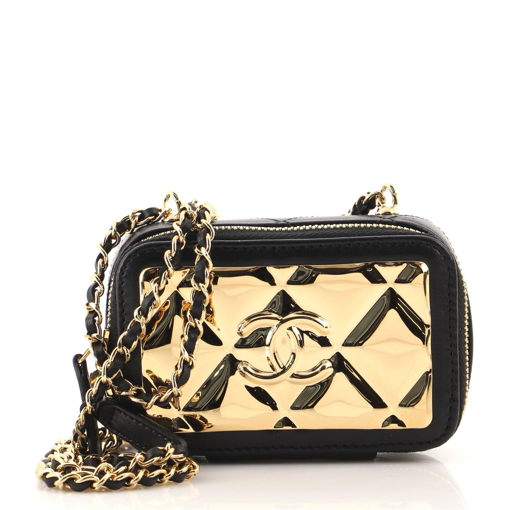 CC Zip Around Clutch with Chain Quilted Metal and Lambskin