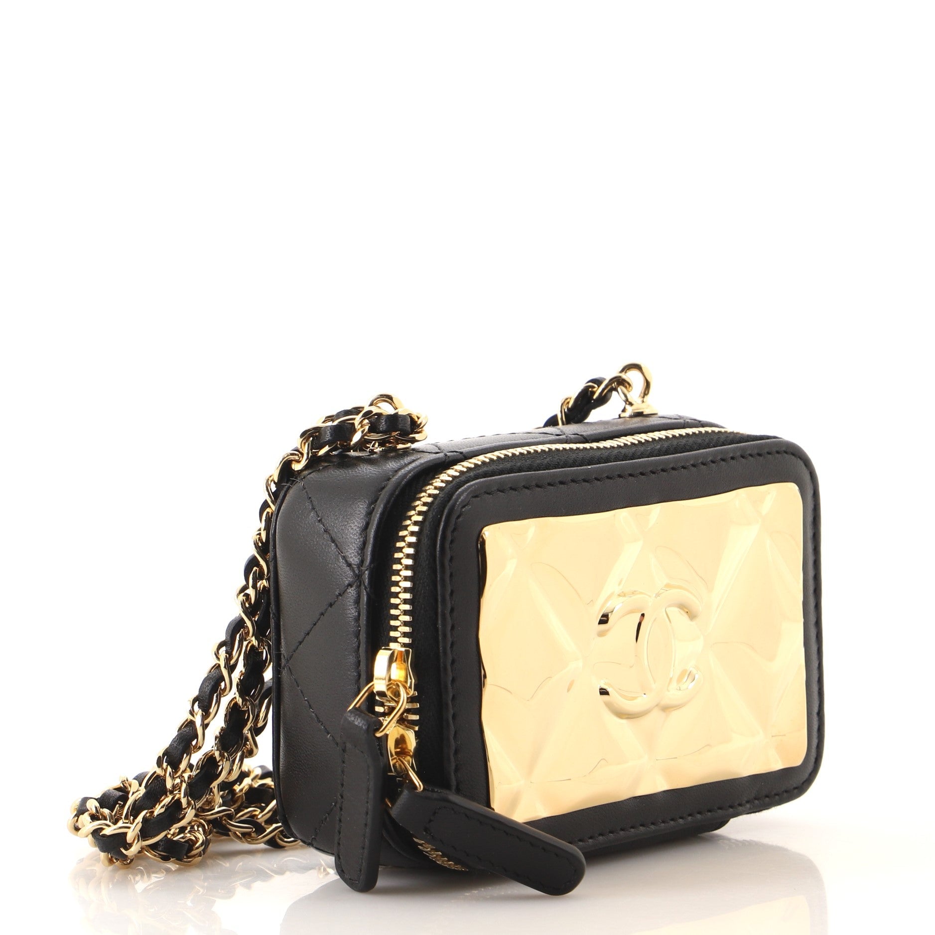 CC Zip Around Clutch with Chain Quilted Metal and Lambskin