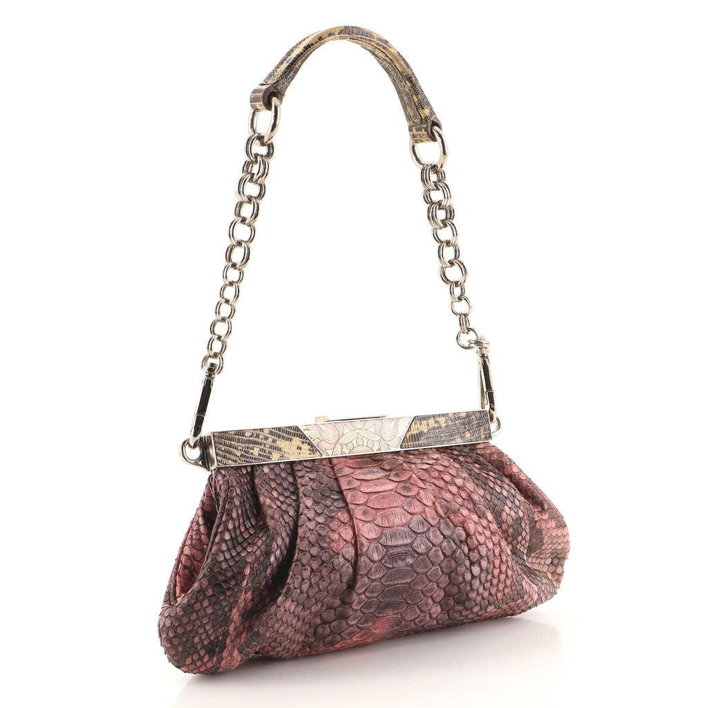 Frame Chain Clutch Python with Lizard Medium