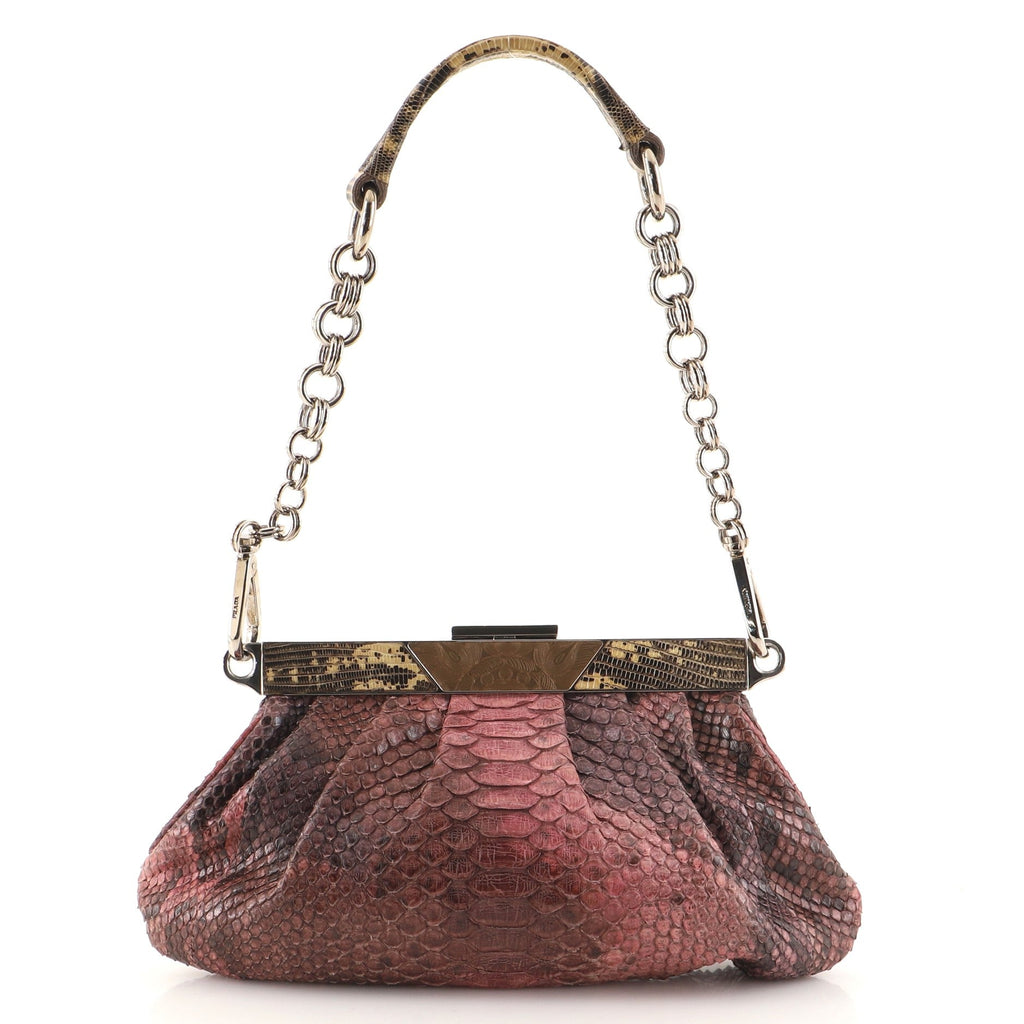 Frame Chain Clutch Python with Lizard Medium