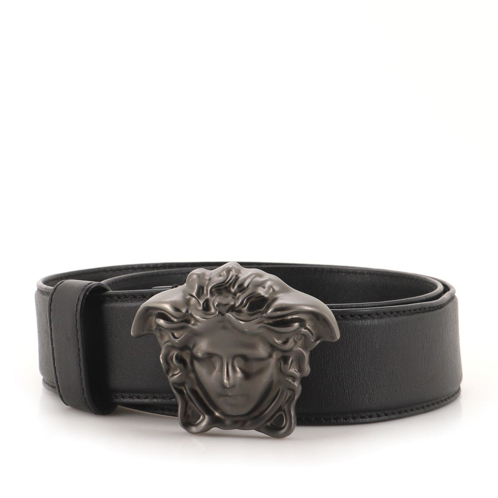 Medusa Buckle Belt Leather Wide 75