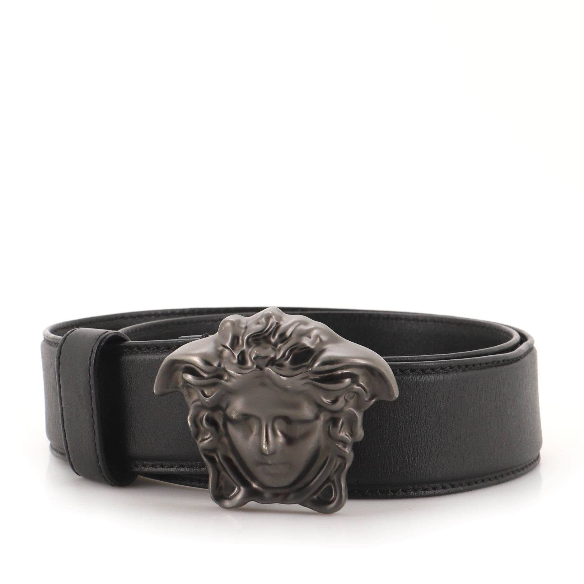 Medusa Buckle Belt Leather Wide 75