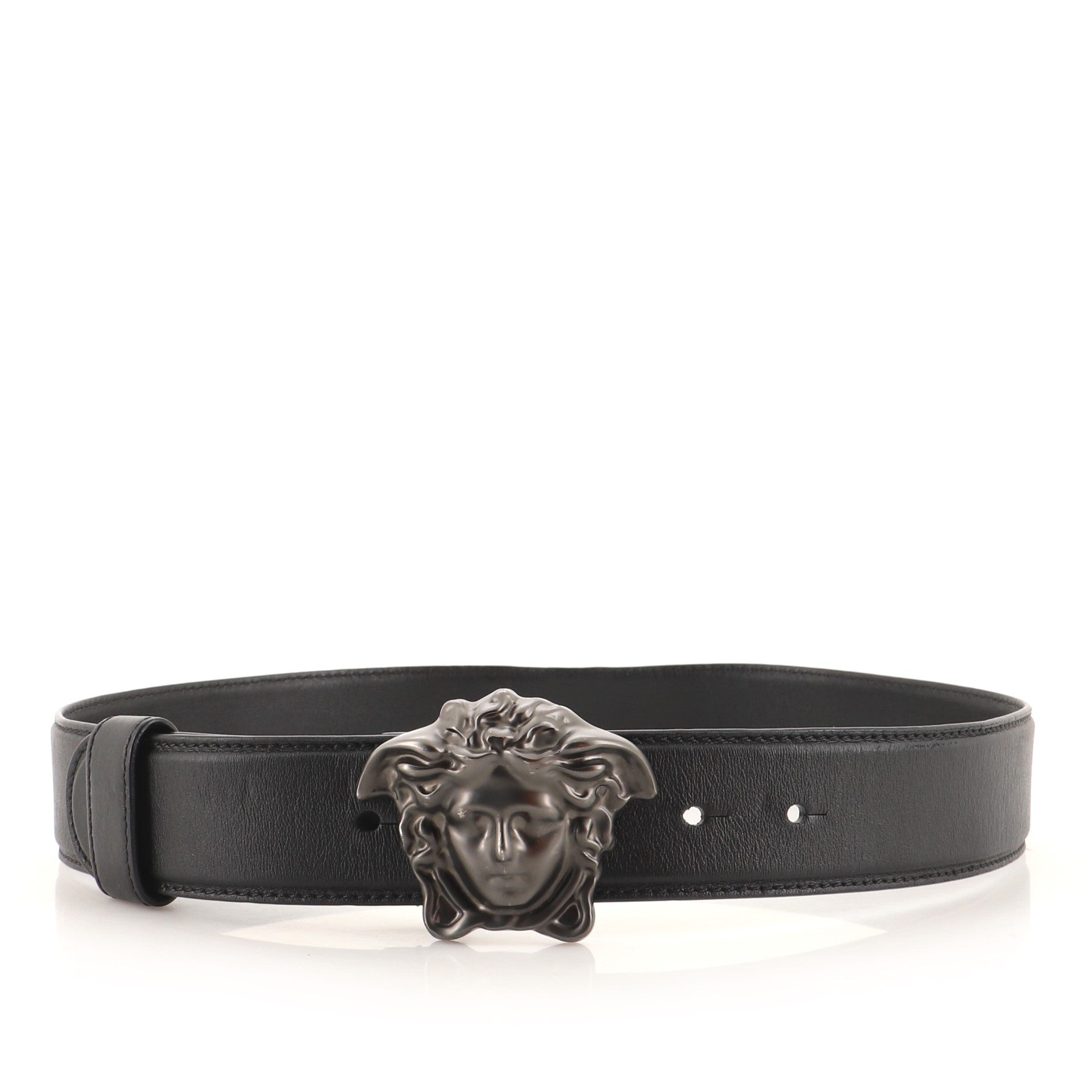Medusa Buckle Belt Leather Wide 75