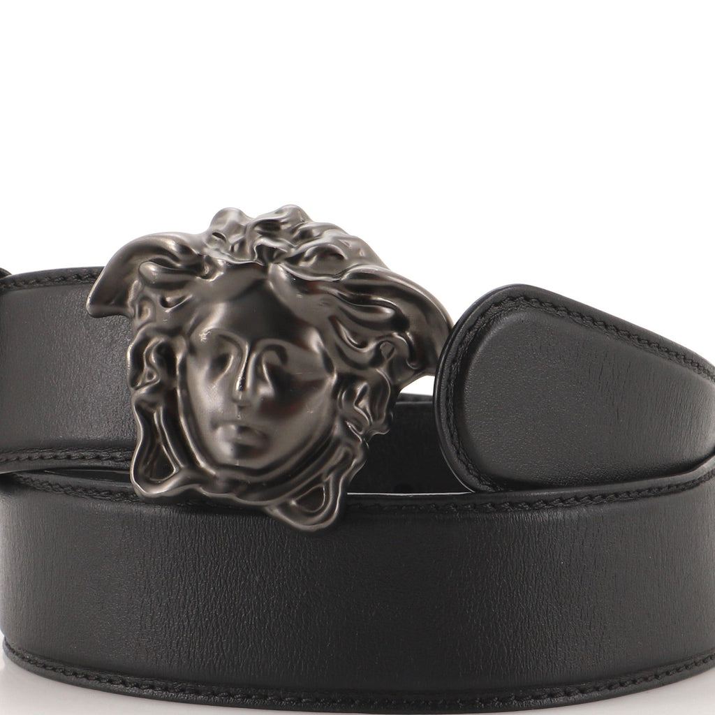 Medusa Buckle Belt Leather Wide 75