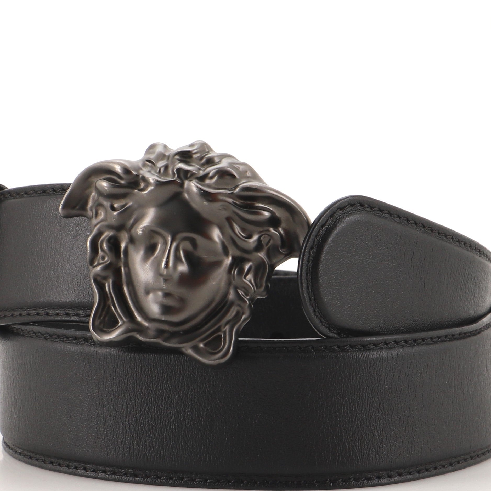 Medusa Buckle Belt Leather Wide 75