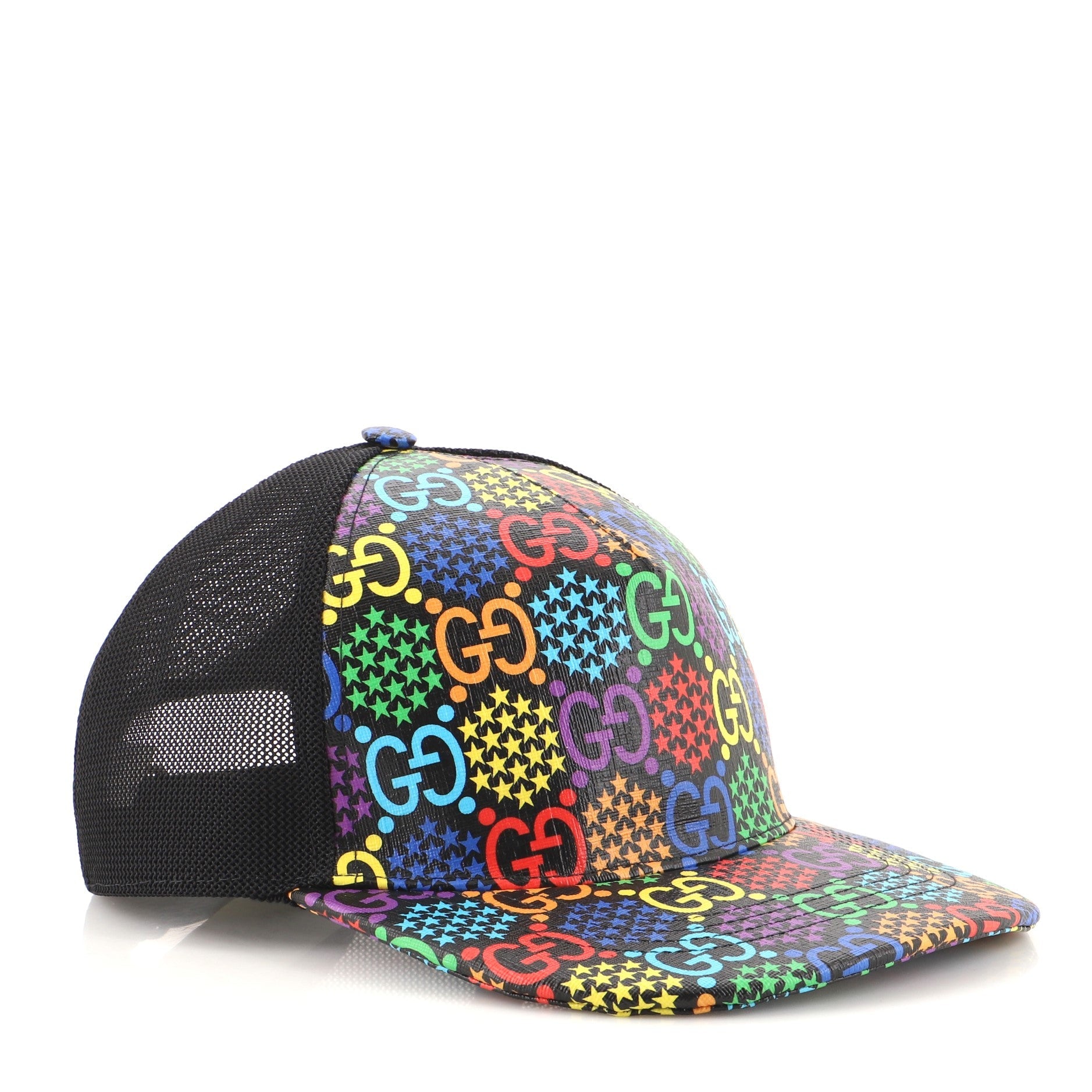 Baseball Cap Psychedelic Print GG Coated Canvas Large