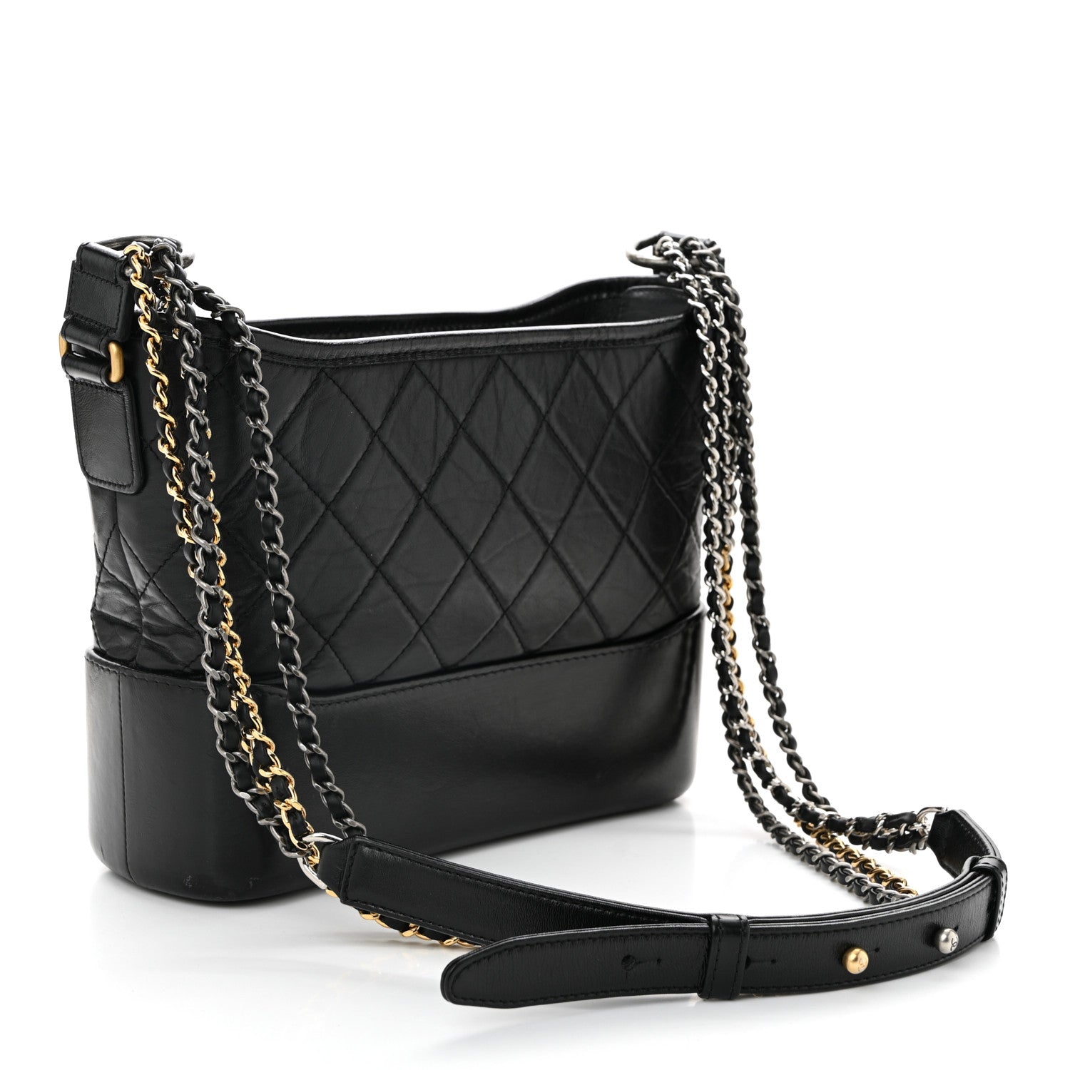 Aged Calfskin Quilted New Medium Gabrielle Hobo Black