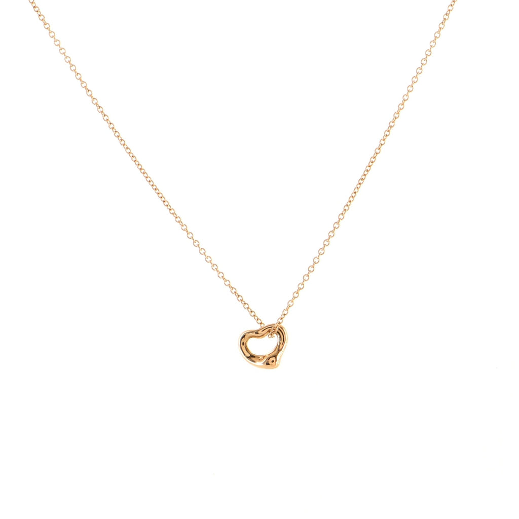 Elsa Peretti Open Heart Pendant Necklace 18K Rose Gold 7mm