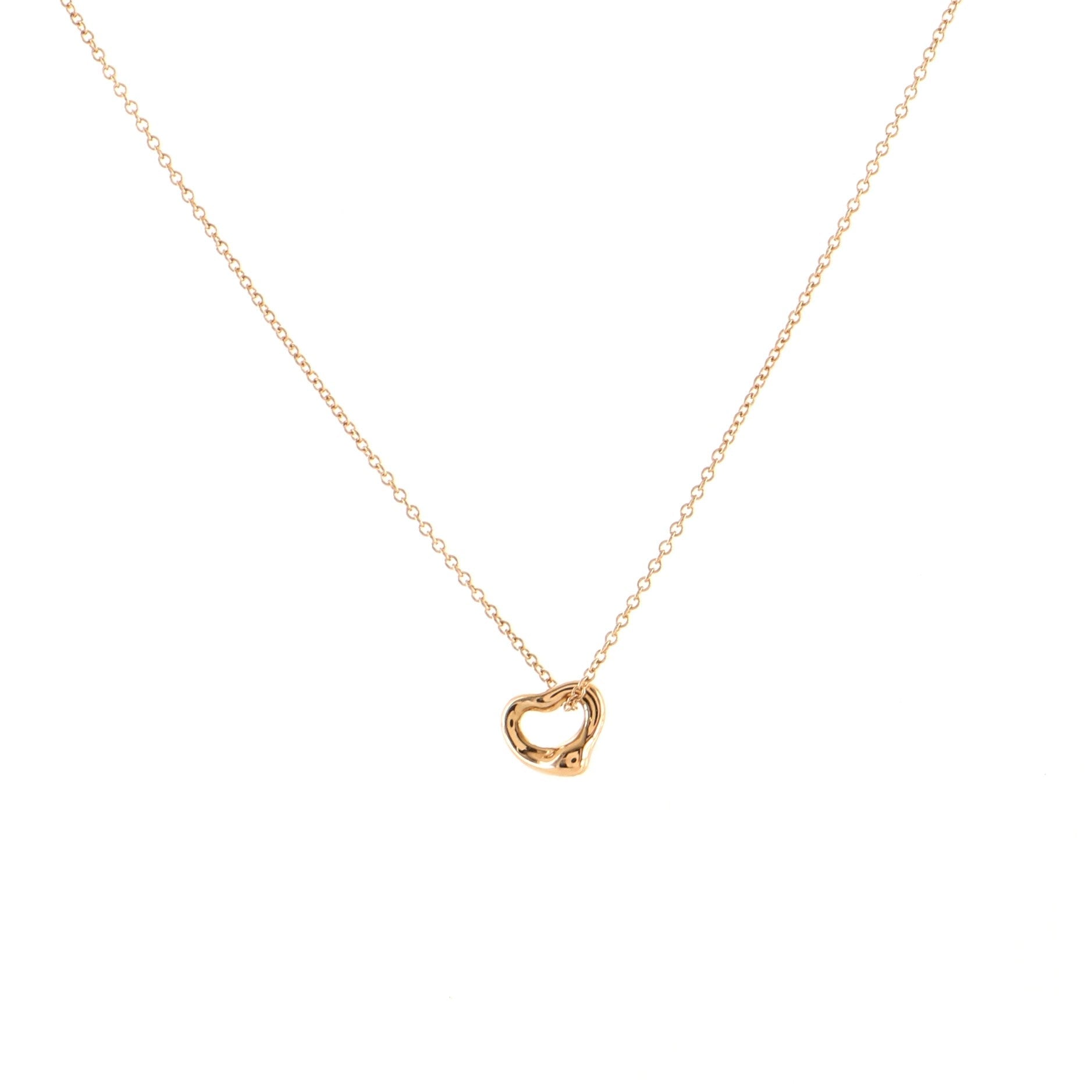 Elsa Peretti Open Heart Pendant Necklace 18K Rose Gold 7mm