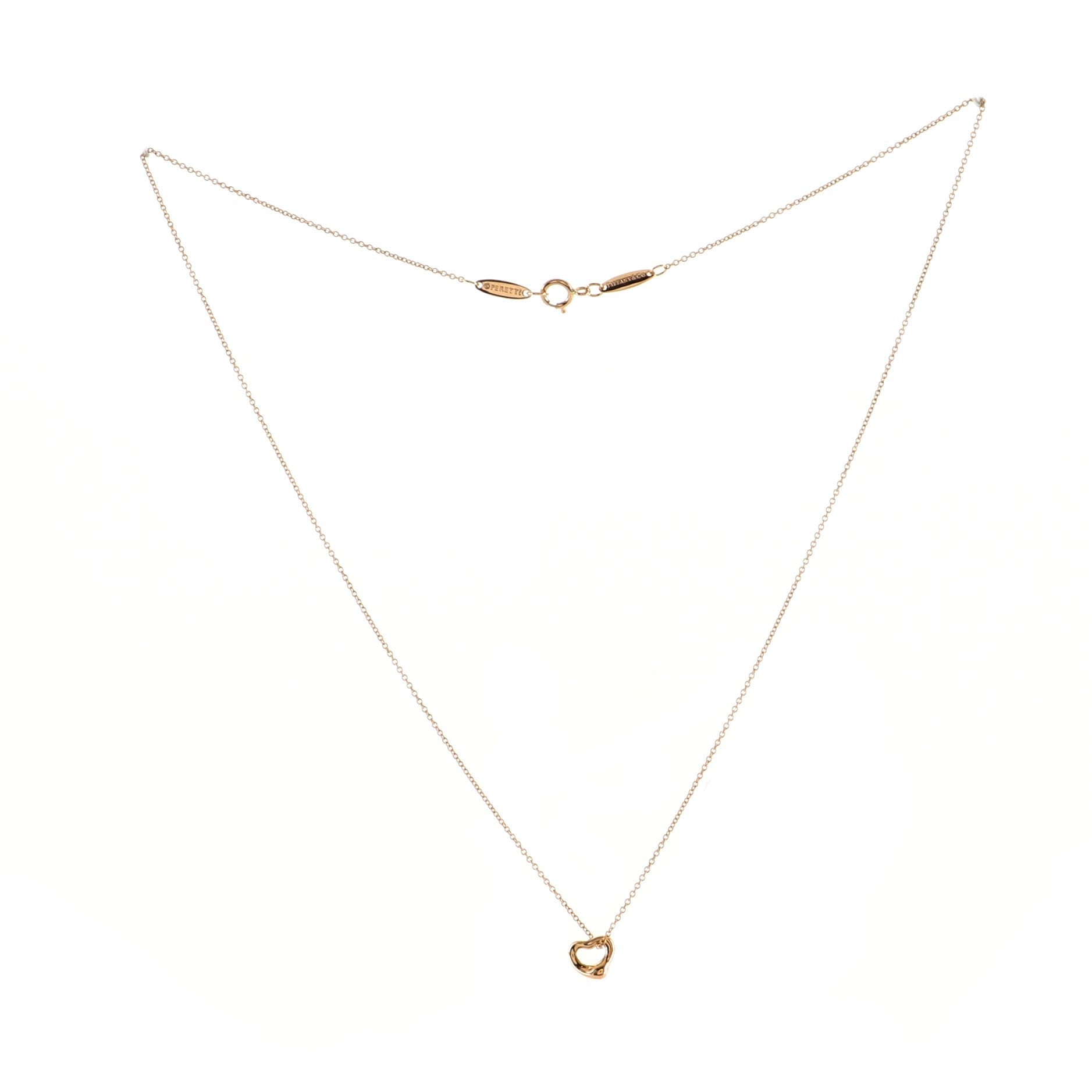 Elsa Peretti Open Heart Pendant Necklace 18K Rose Gold 7mm