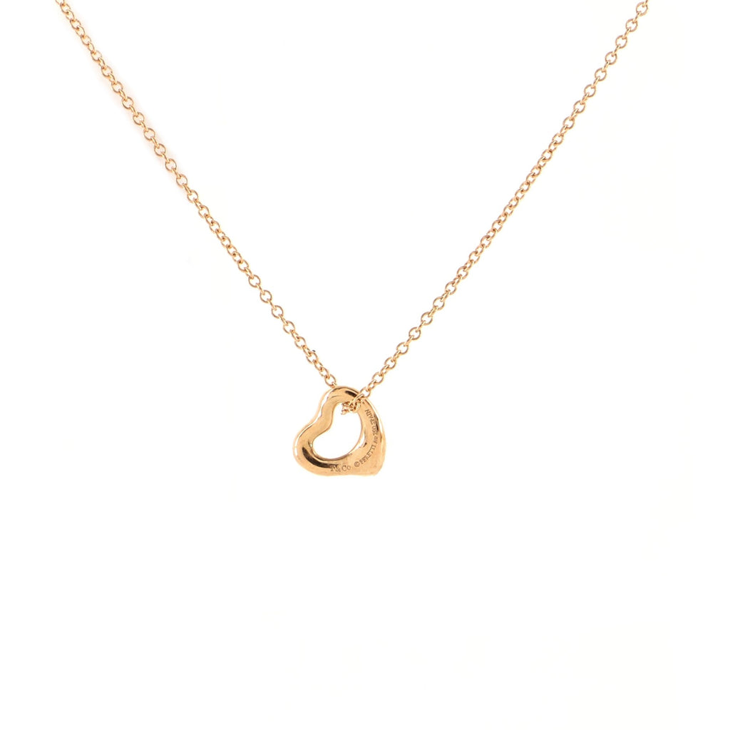 Elsa Peretti Open Heart Pendant Necklace 18K Rose Gold 7mm