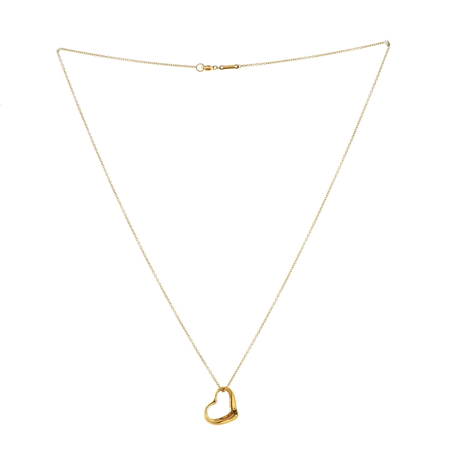 Elsa Peretti Open Heart Pendant Necklace 18K Yellow Gold 16mm