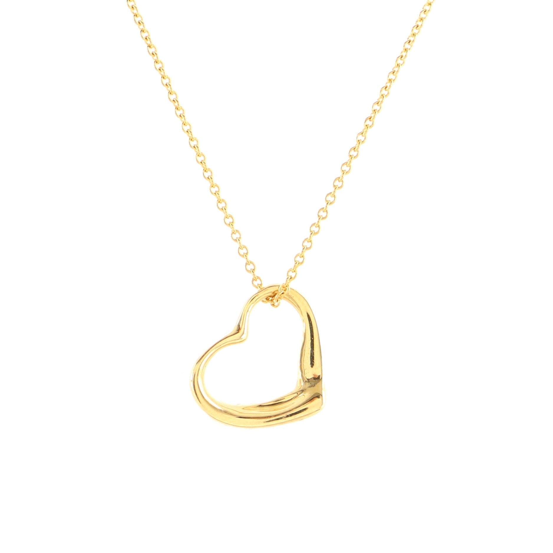 Elsa Peretti Open Heart Pendant Necklace 18K Yellow Gold 11mm