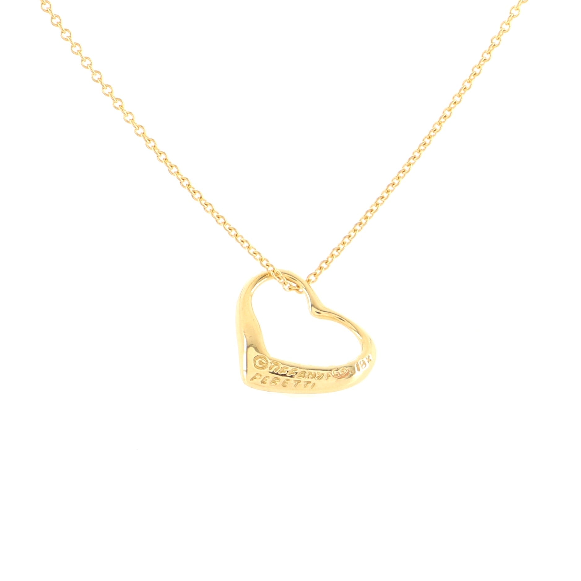 Elsa Peretti Open Heart Pendant Necklace 18K Yellow Gold 11mm