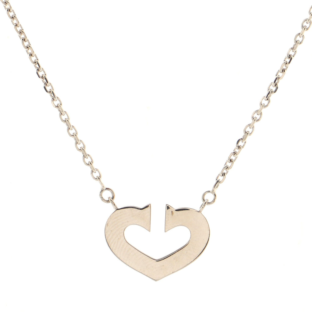 C Heart de Cartier Pendant Necklace 18K White Gold
