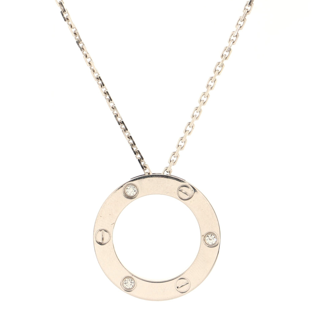 3 Diamonds Love Pendant Necklace 18K White Gold and Diamonds