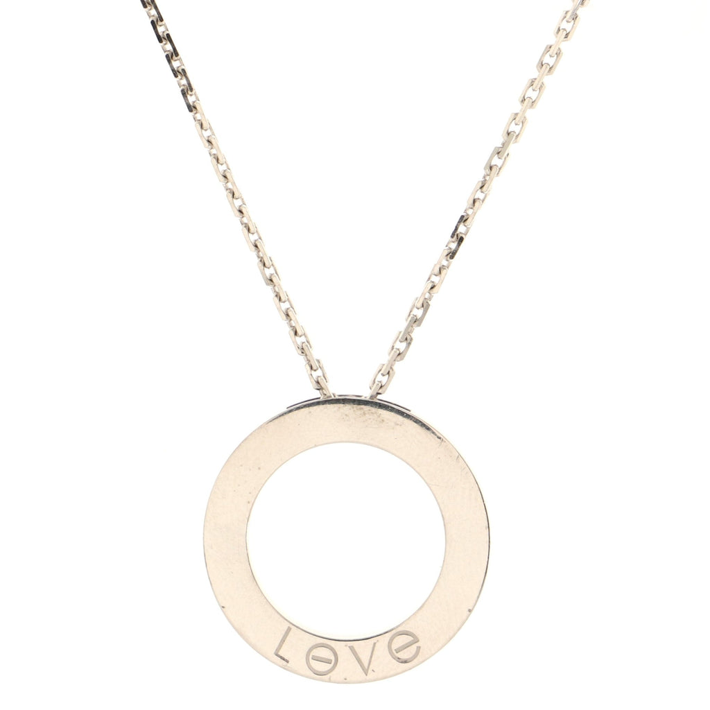 3 Diamonds Love Pendant Necklace 18K White Gold and Diamonds