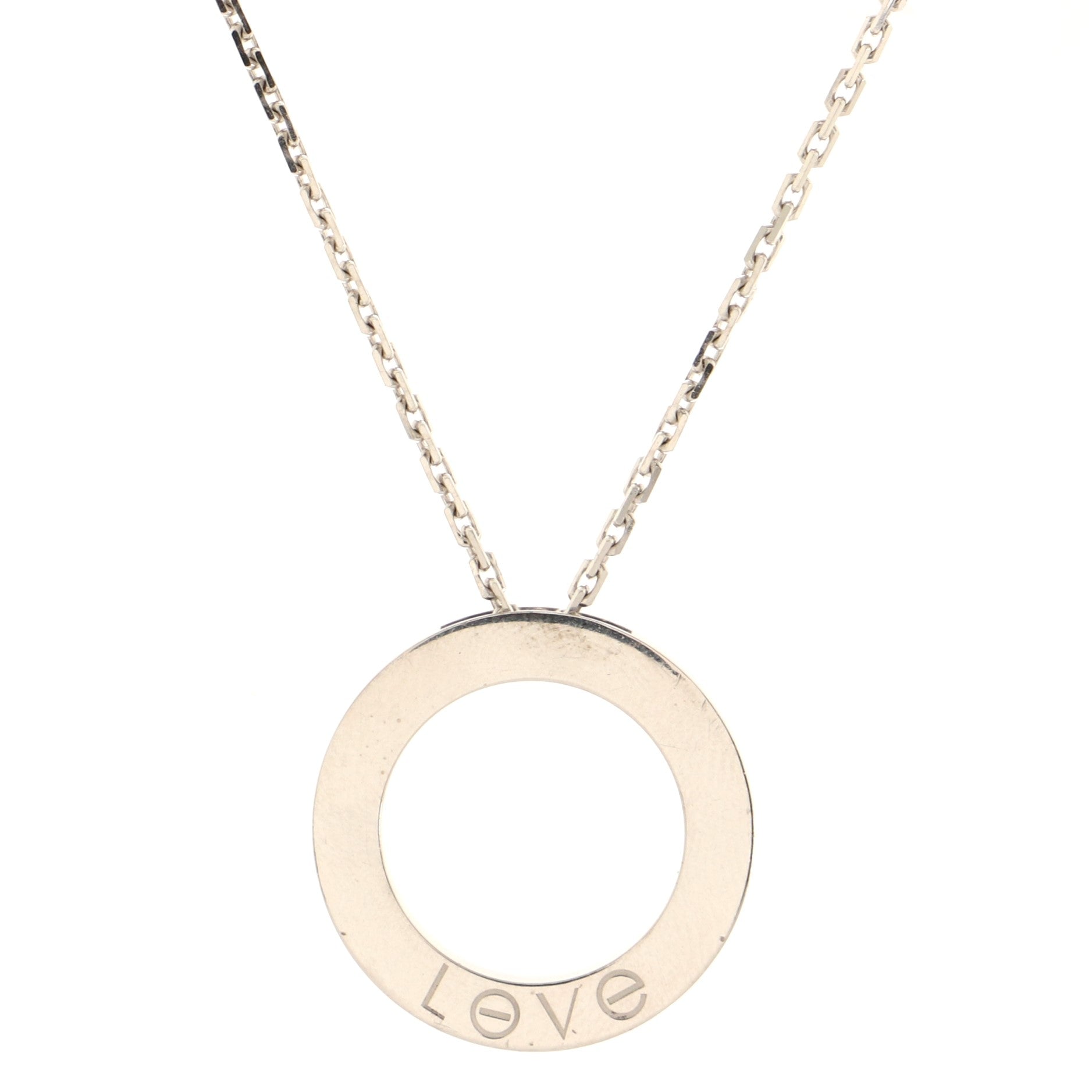 3 Diamonds Love Pendant Necklace 18K White Gold and Diamonds