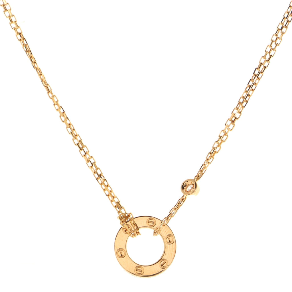 2 Diamonds Love Pendant Necklace 18K Rose Gold and Diamonds