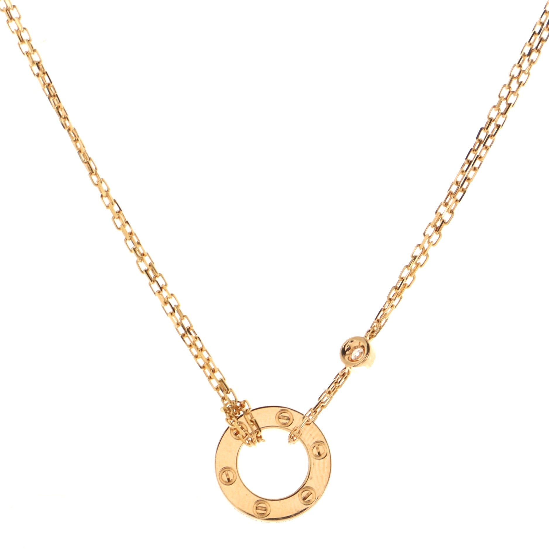 2 Diamonds Love Pendant Necklace 18K Rose Gold and Diamonds