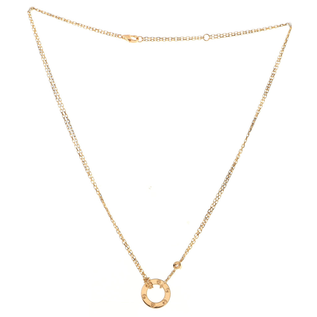 2 Diamonds Love Pendant Necklace 18K Rose Gold and Diamonds