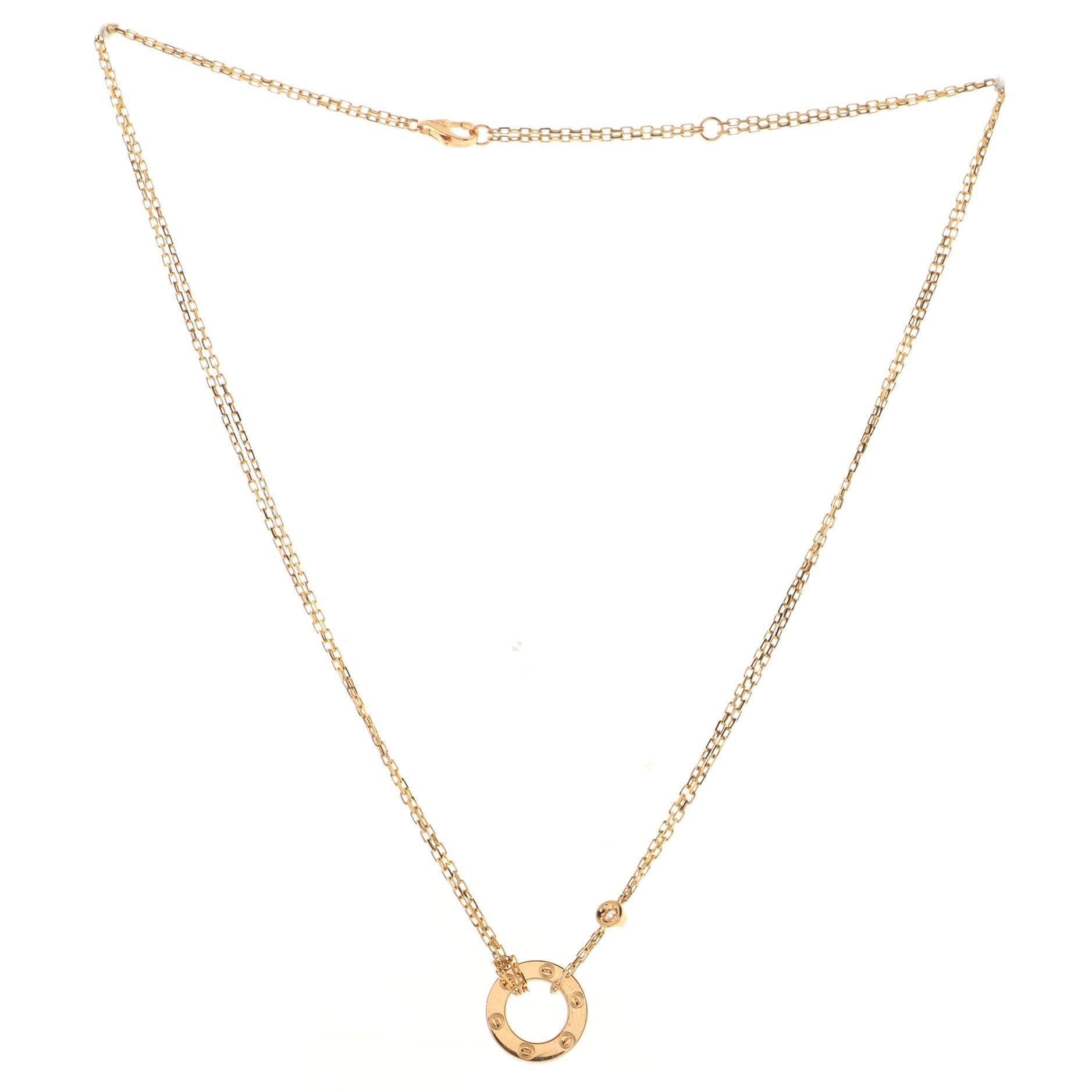 2 Diamonds Love Pendant Necklace 18K Rose Gold and Diamonds