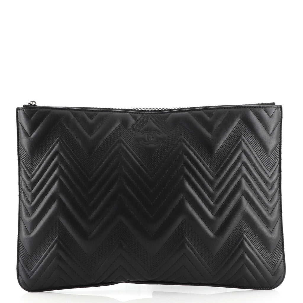 O Case Clutch Chevron Calfskin Large