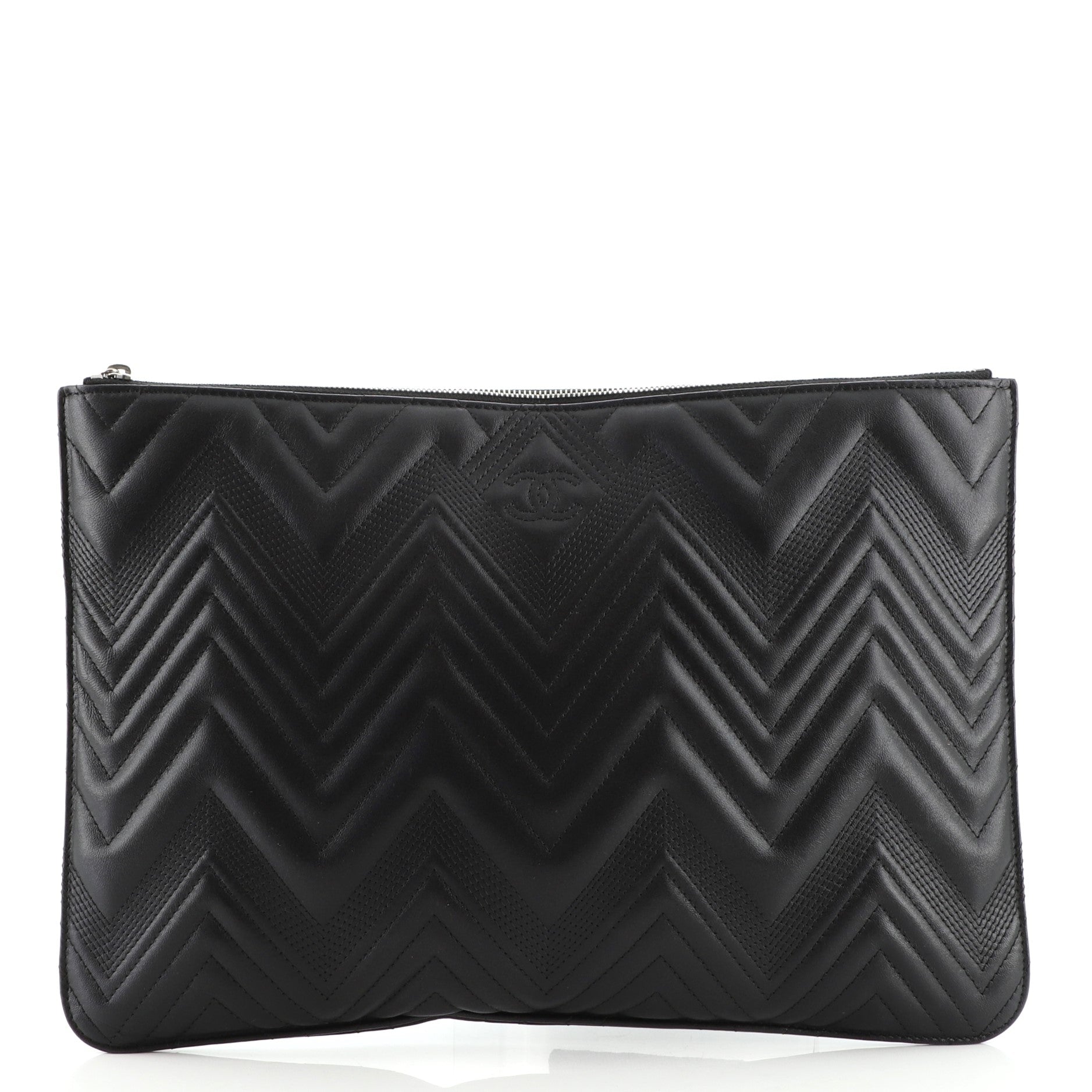 O Case Clutch Chevron Calfskin Large