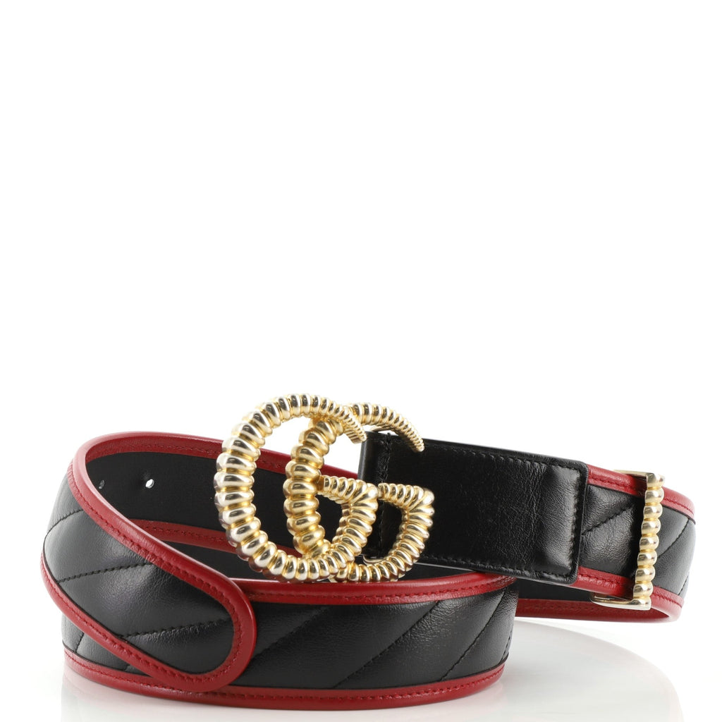 Torchon GG Marmont Belt Diagonal Quilted Leather Wide 95