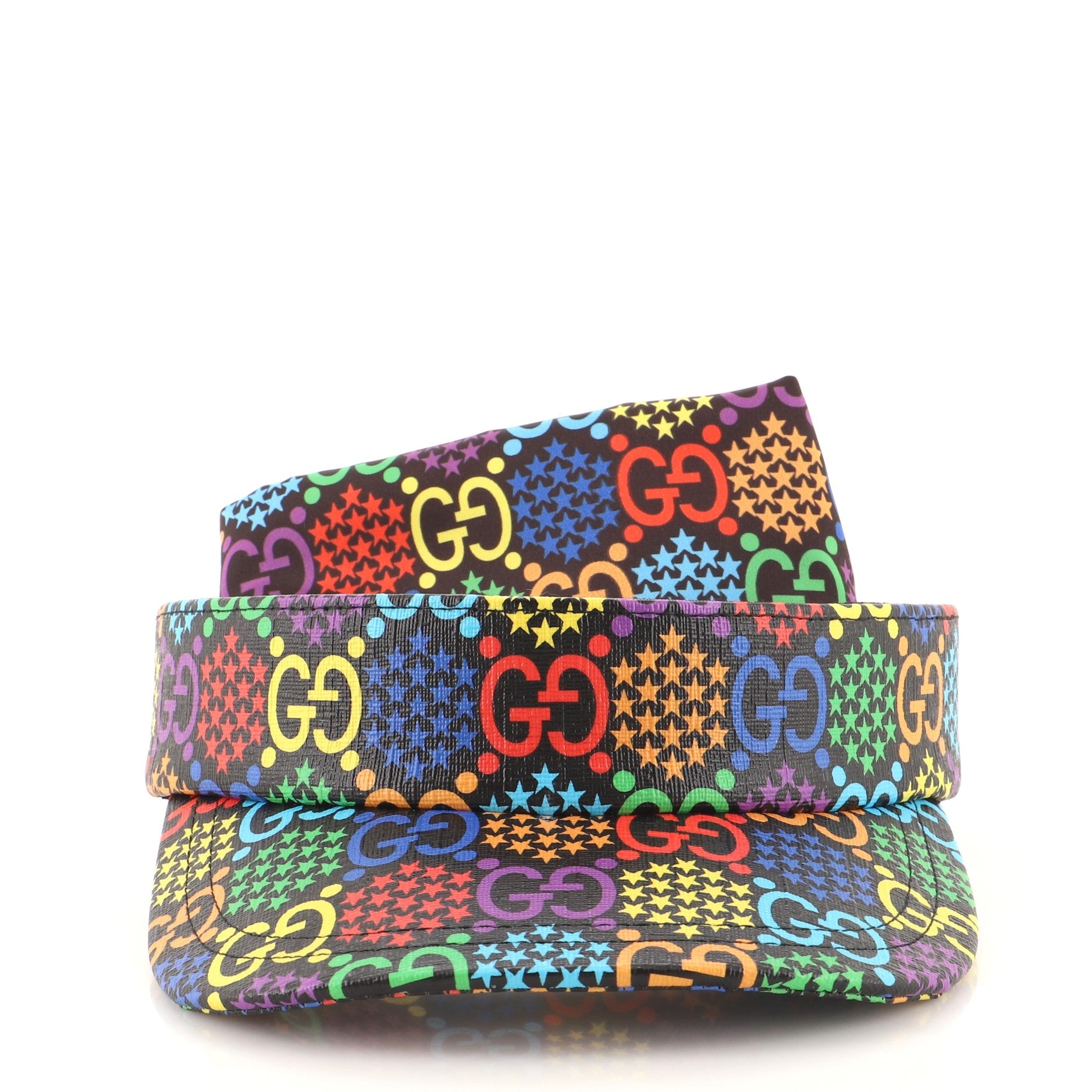 Sun Visor Psychedelic Print GG Coated Canvas Medium