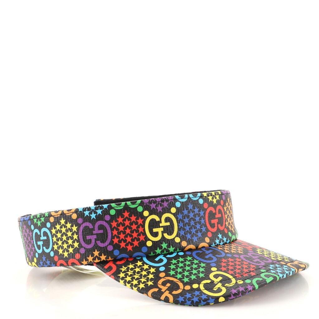Sun Visor Psychedelic Print GG Coated Canvas Medium